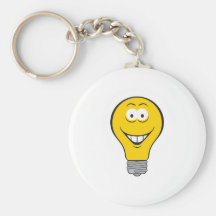 Light Bulb Smiley Face Keychain