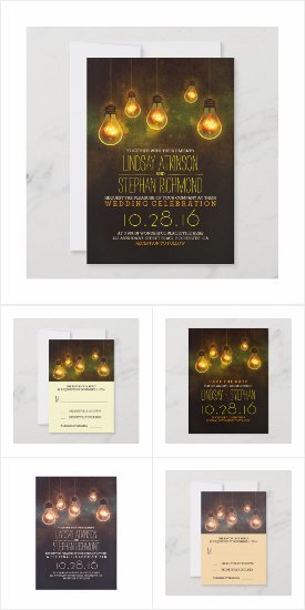 Light Bulbs Enchanted Wedding Invitation Set Collection