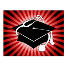 light burst medical graduation cap postcard