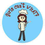 Light Chef Girl Round Stickers