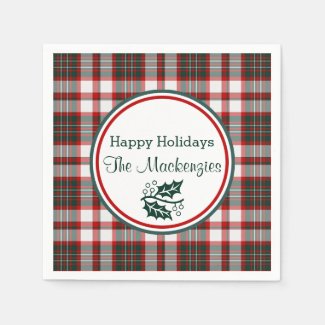 Light Christmas Plaid Paper Napkins