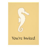 Light Colored Seahorse on Gold Color Background Personalized Announcement