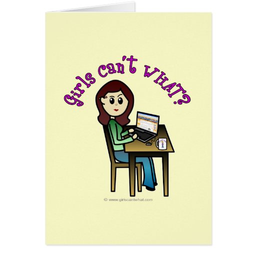 Light Computer Girl Cards