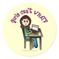 Light Computer Girl Round Sticker