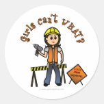 Light Construction Round Stickers