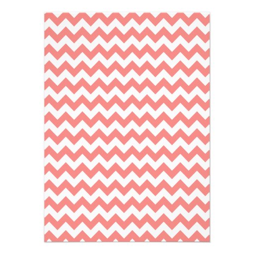Light Coral Chevron Stripes Custom Announcements