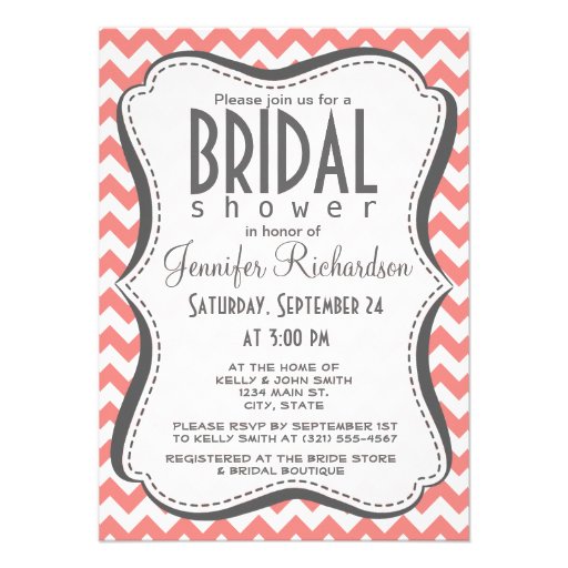 Light Coral Chevron Stripes Custom Announcements
