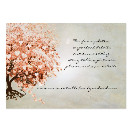 Light Coral Heart Leaf Tree Table Place Cards Business Card Template (back side)