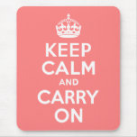 Light Coral Keep Calm and Carry On Mousepad