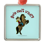 Light Cowgirl on Horse Christmas Ornaments