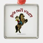 Light Cowgirl on Horse Christmas Tree Ornaments