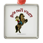 Light Cowgirl on Horse Christmas Tree Ornaments