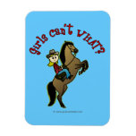 Light Cowgirl on Horse Rectangle Magnets