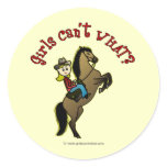 Light Cowgirl on Horse Round Stickers