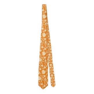 Light Cream And Orange Floral Damasks Tie