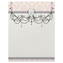 light cream and pink damask personalized letterhead