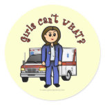 Light EMT Paramedic Girl Round Sticker