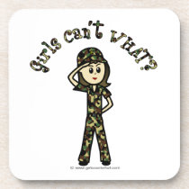 Light Female Army Girl Coaster