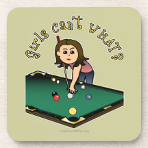 Light Female Billiards Player Coasters