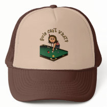 Light Female Billiards Player Trucker Hat