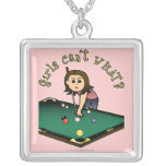Light Female Billiards Player Necklace