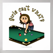 Light Female Billiards Player Posters