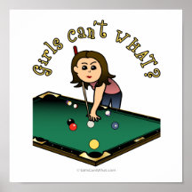 Light Female Billiards Player Posters