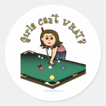 Light Female Billiards Player Round Sticker