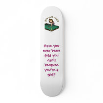 LIght Female Billiards Player skateboards