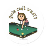Light Female Billiards Player Round Sticker