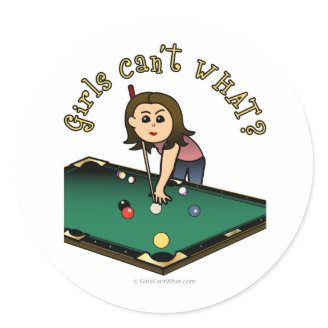 Light Female Billiards Player Round Sticker