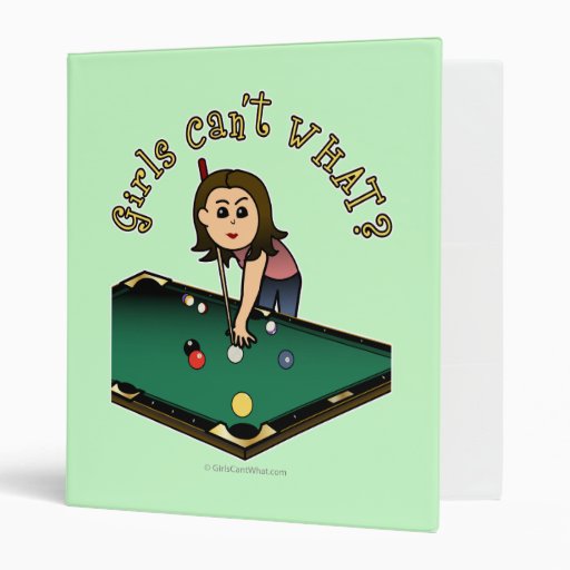 Light Female Billiards Player Vinyl Binders