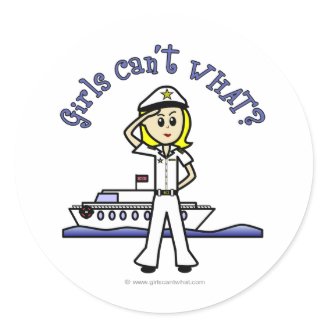 Light Female Captain Round Stickers