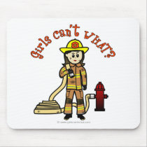 Light Female Fire Fighter Mouse Pad
