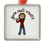 Light Female Flute Player Christmas Ornament