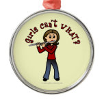 Light Female Flute Player Christmas Tree Ornament