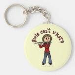 Light Female Flute Player Key Chain