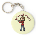 Light Female Flute Player Key Chain