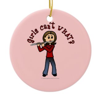 Light Female Flute Player Christmas Ornaments