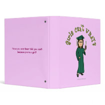 Light Female Graduate in Green Cap and Gown binders