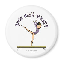 Light Female Gymnast on Balance Beam Fridge Magnet