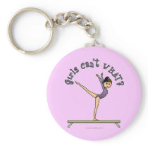 Light Female Gymnast on Balance Beam Keychains
