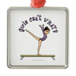 Light Female Gymnast on Balance Beam Christmas Tree Ornaments