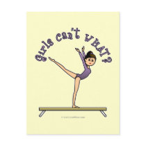 Light Female Gymnast on Balance Beam Post Card