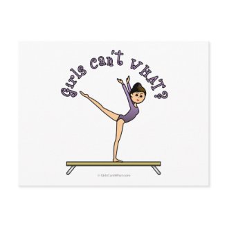 Light Female Gymnast on Balance Beam Postcards