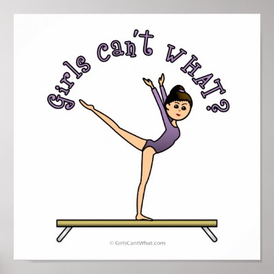 Light Female Gymnast on Balance Beam Posters