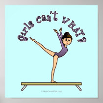 Light Female Gymnast on Balance Beam Posters