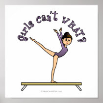 Light Female Gymnast on Balance Beam posters