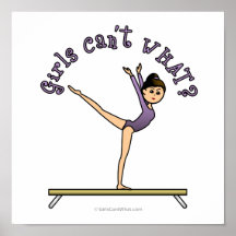Light Female Gymnast on Balance Beam Posters
