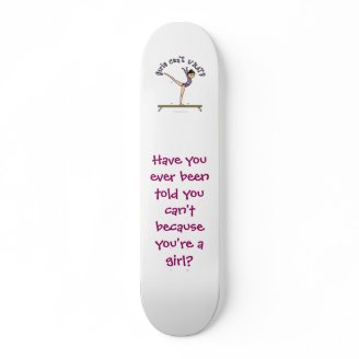 Light Female Gymnast on Balance Beam Skate Boards